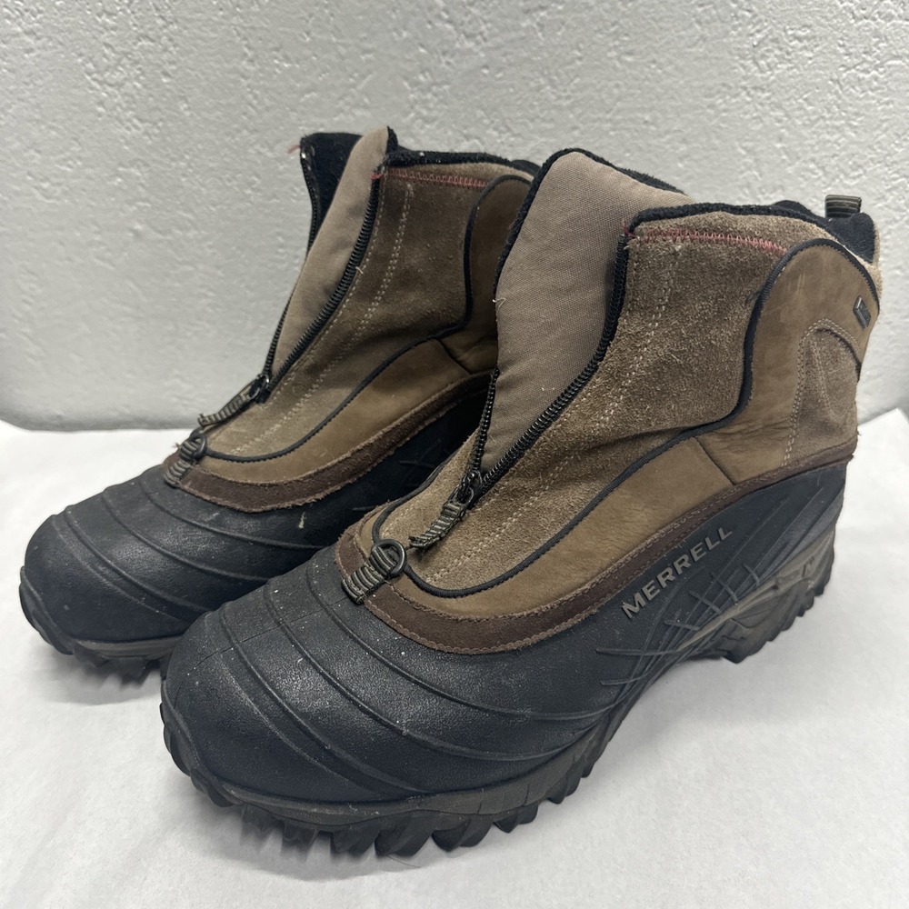 Merrell Isotherm Zip Waterproof Boots Mens Size 13 Brown Winter Snow Zip 400gram